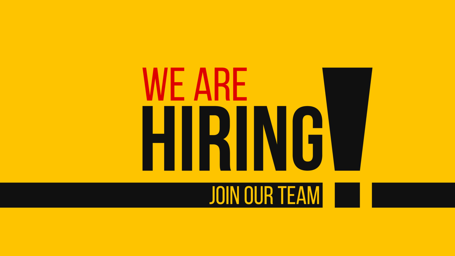 we are hiring, join our team, poster or banner with yellow background